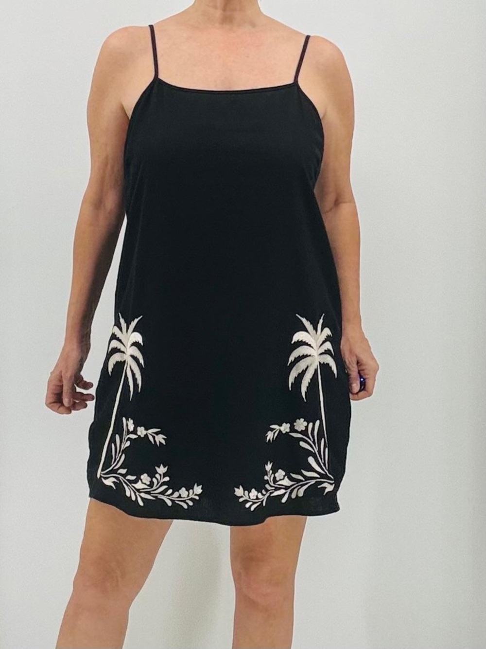 Calypso St. Barth Coastal Chic Boho Linen  Embroidered Tropical Print Mini Dress - Picture 2 of 14